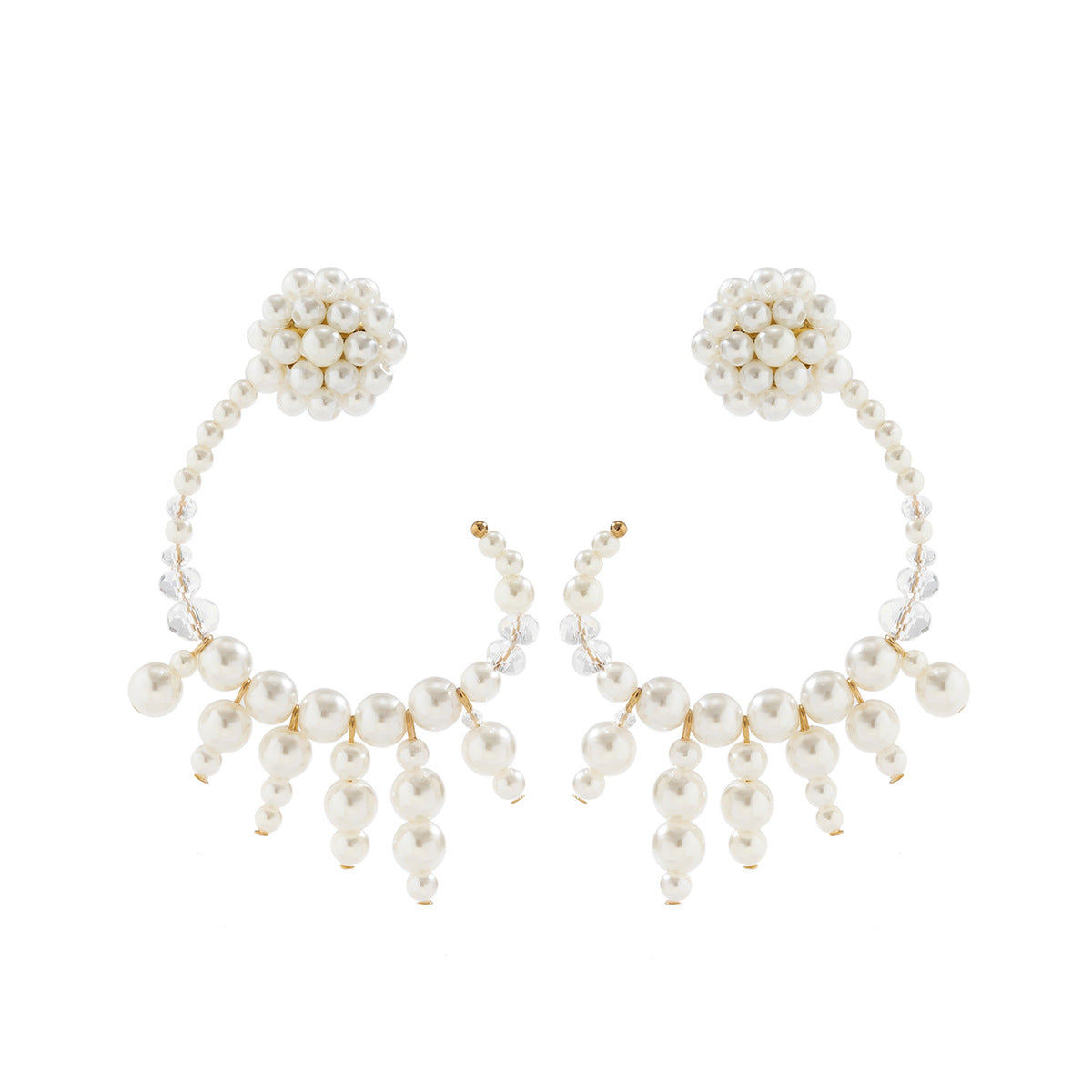 Wholesale Vintage Pearl Beaded Metal Earrings